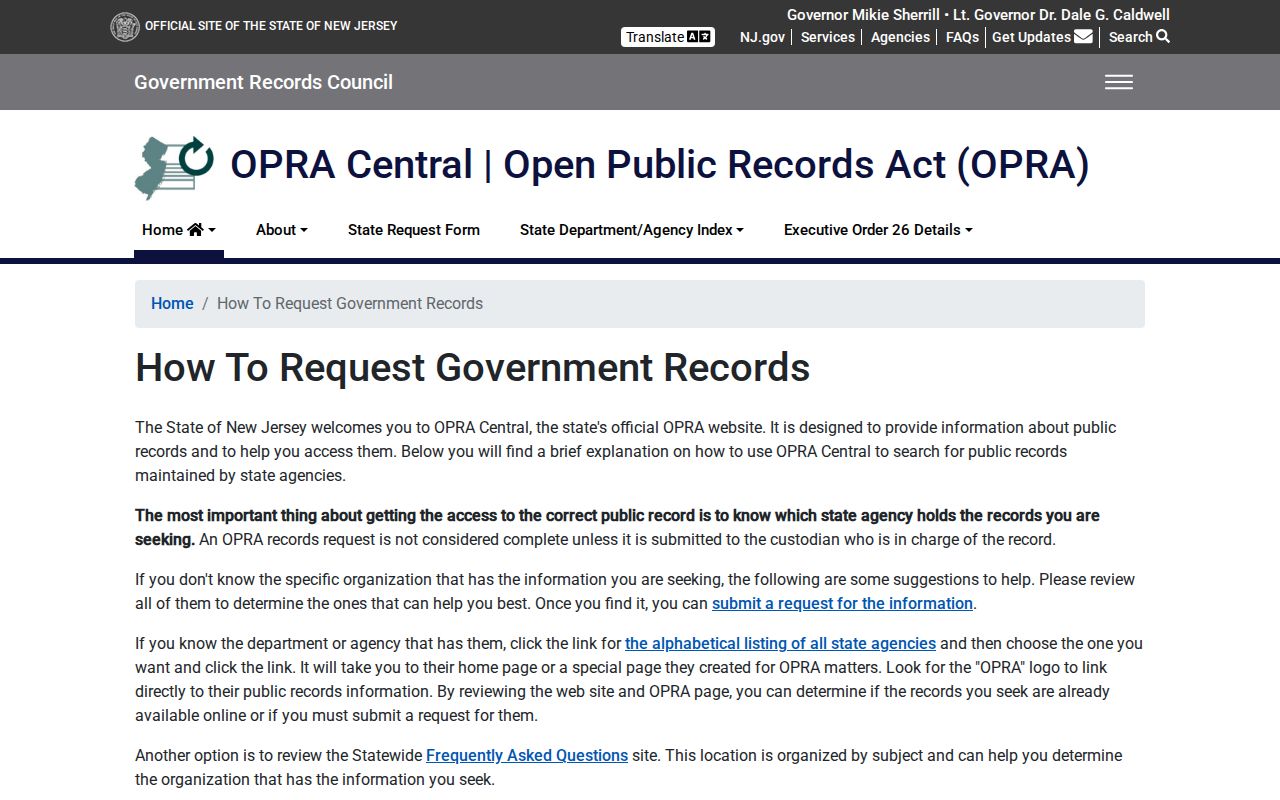Paramus residents directory New Jersey OPRA request guidance