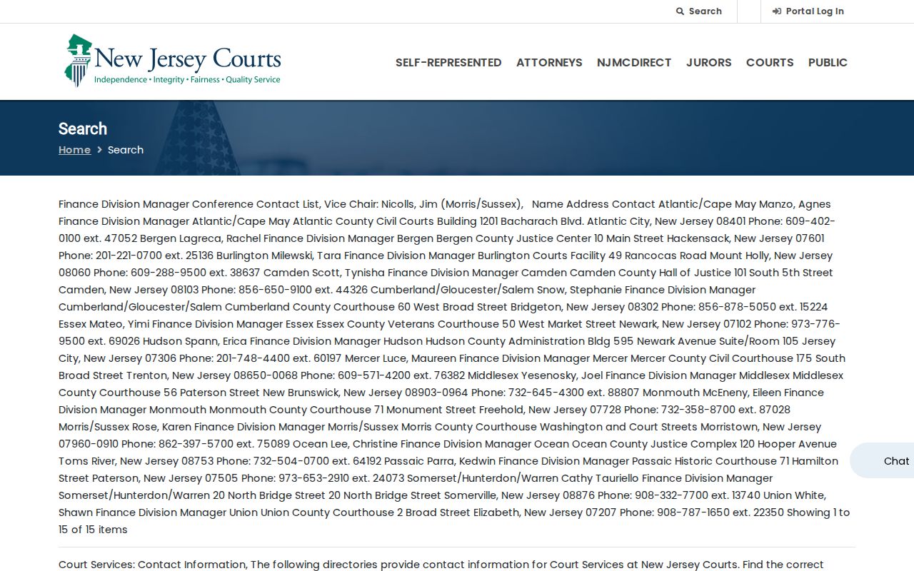 Paramus residents directory New Jersey Courts search menu