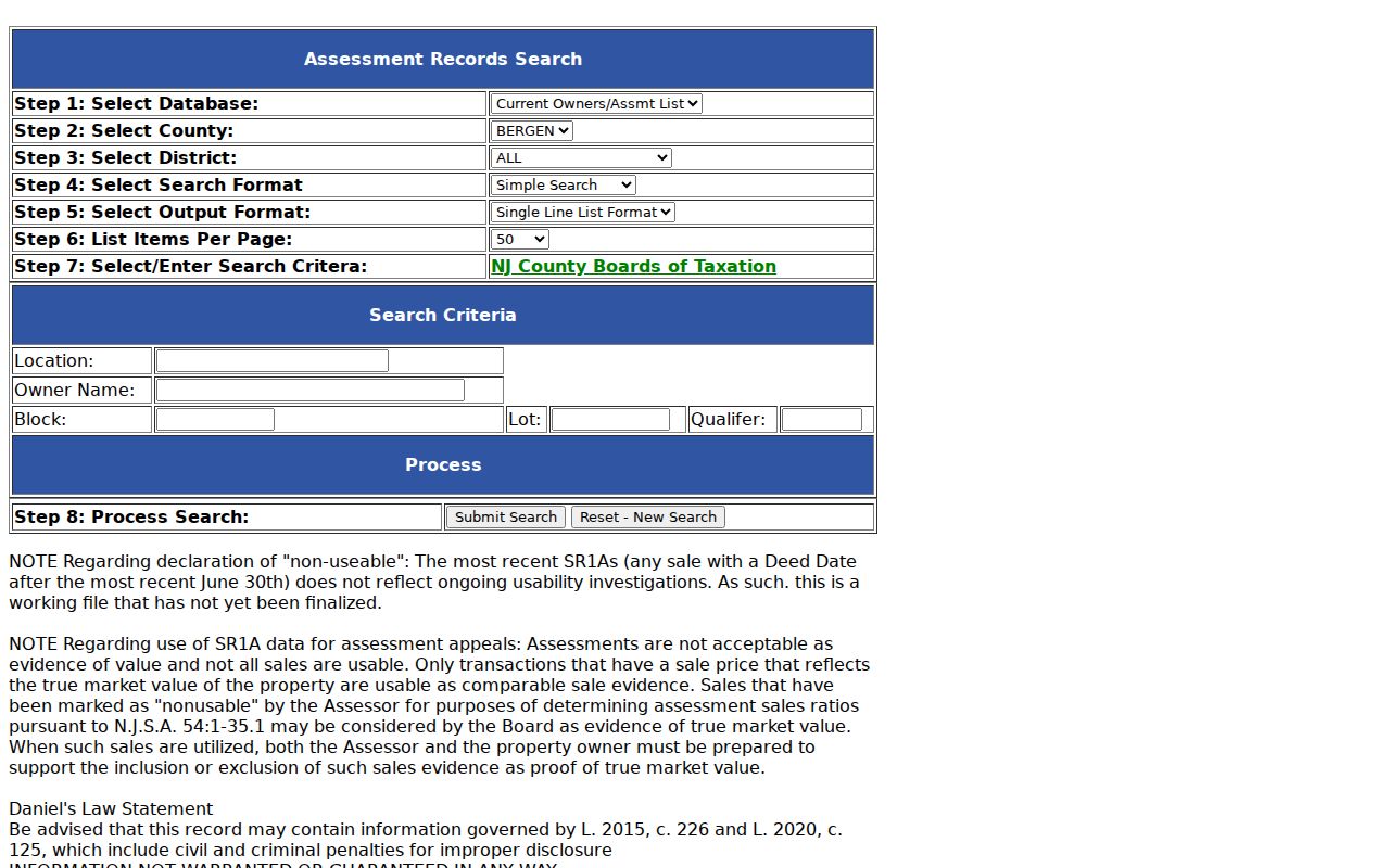 Paramus residents directory assessment search controls