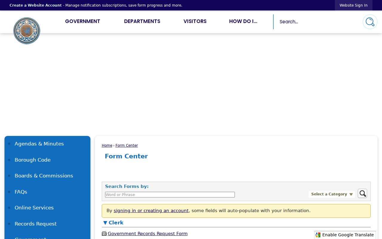 Paramus residents directory clerk government records request route