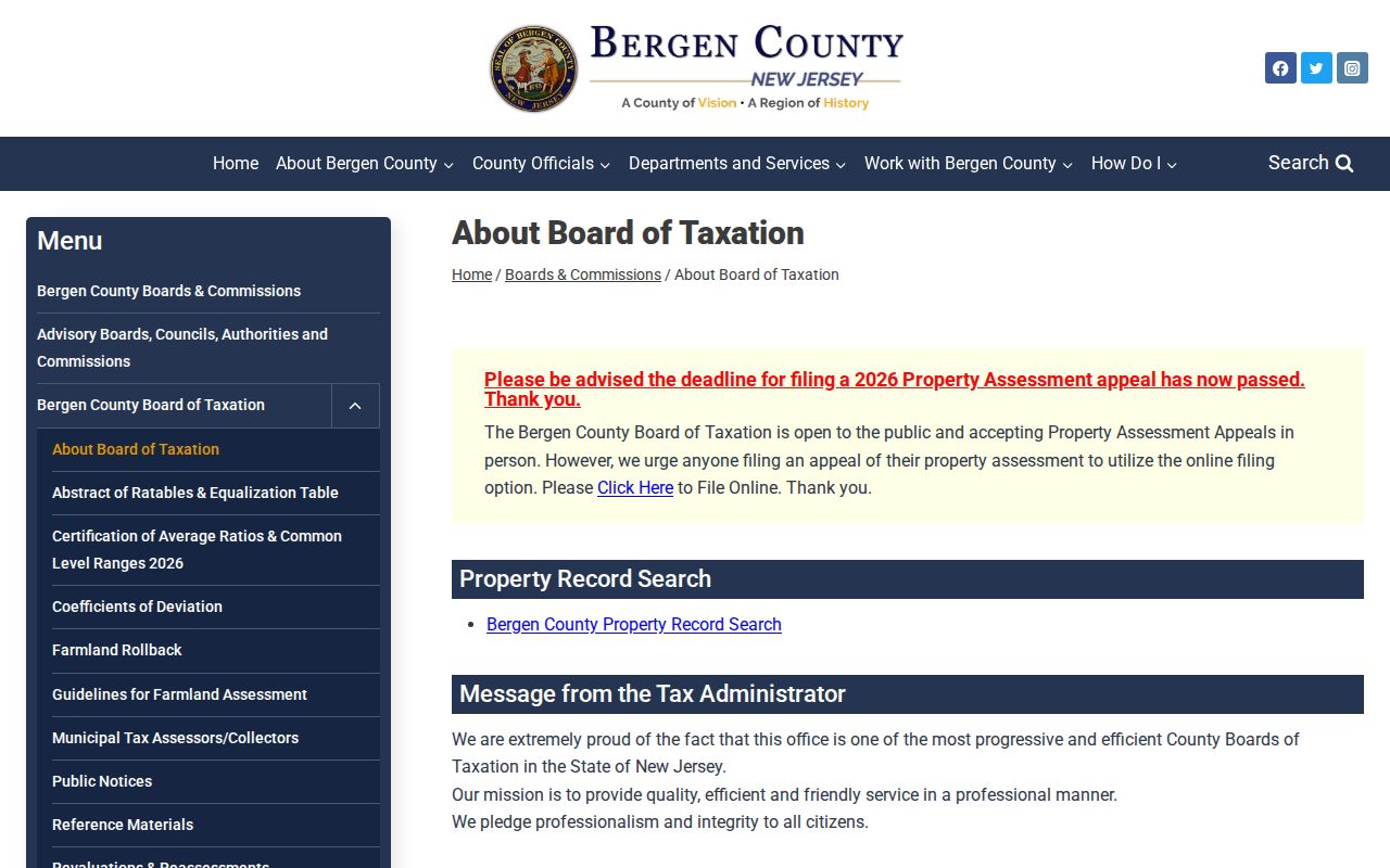 Paramus ZIP code property-record search entry point for Bergen County